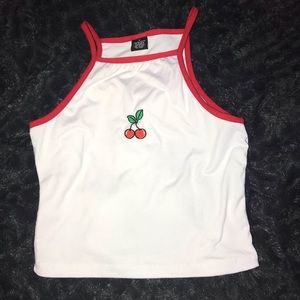 red and white cherry tank top